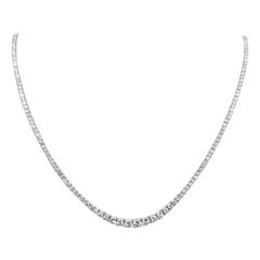 18 Karat White Gold Graduated 4 Prong Diamond Necklace 7.40 Carat