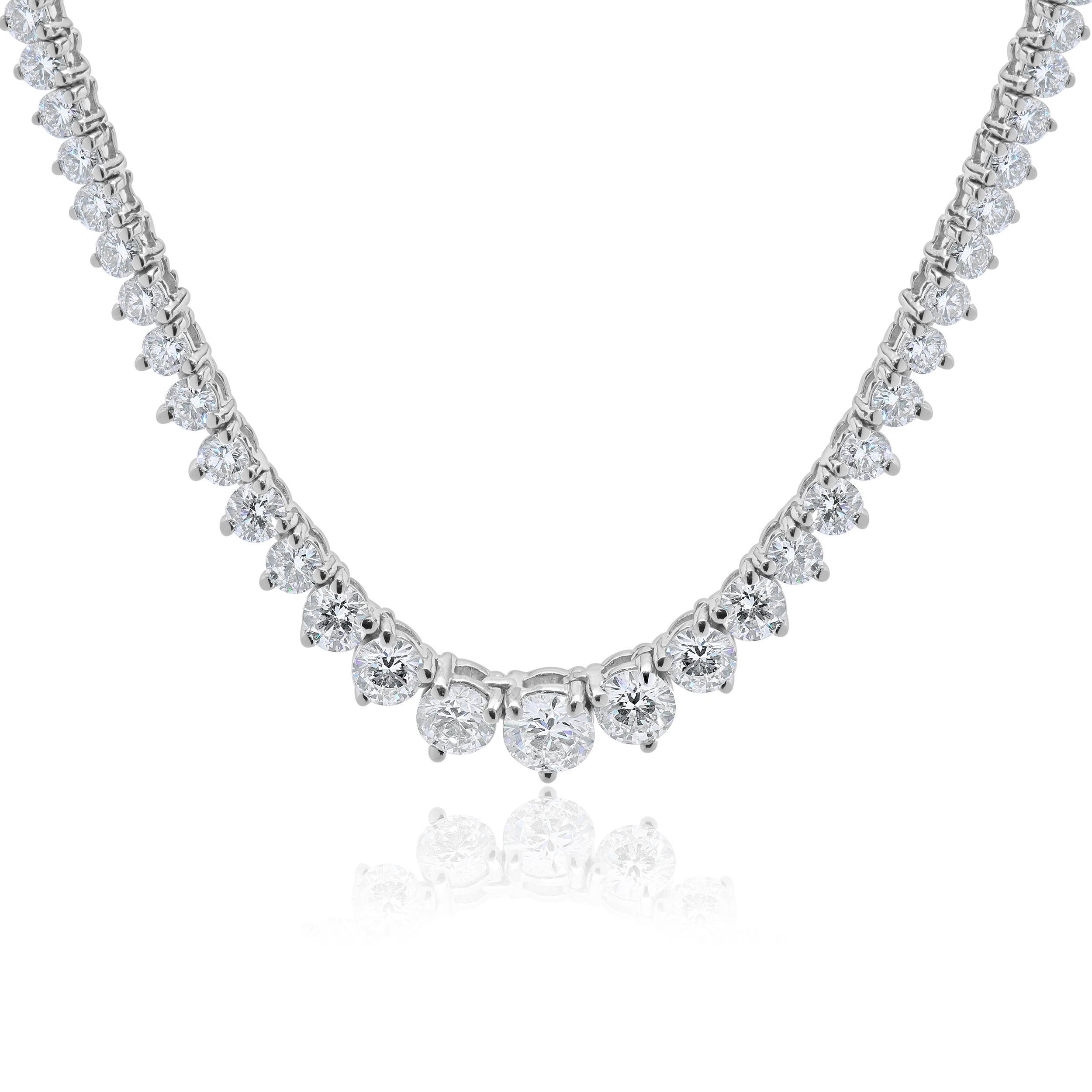 Designer: custom
Material: 18K white gold
Diamonds: 148 round brilliant cut = 10.00cttw
Color: H
Clarity: SI1
Dimensions: necklace measures 16-inches in length 
Weight: 25.90 grams