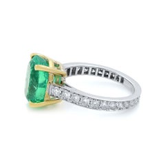 Rachel Koen Green Emerald and Diamond Engagement Ring 18k Gold Size 4.5