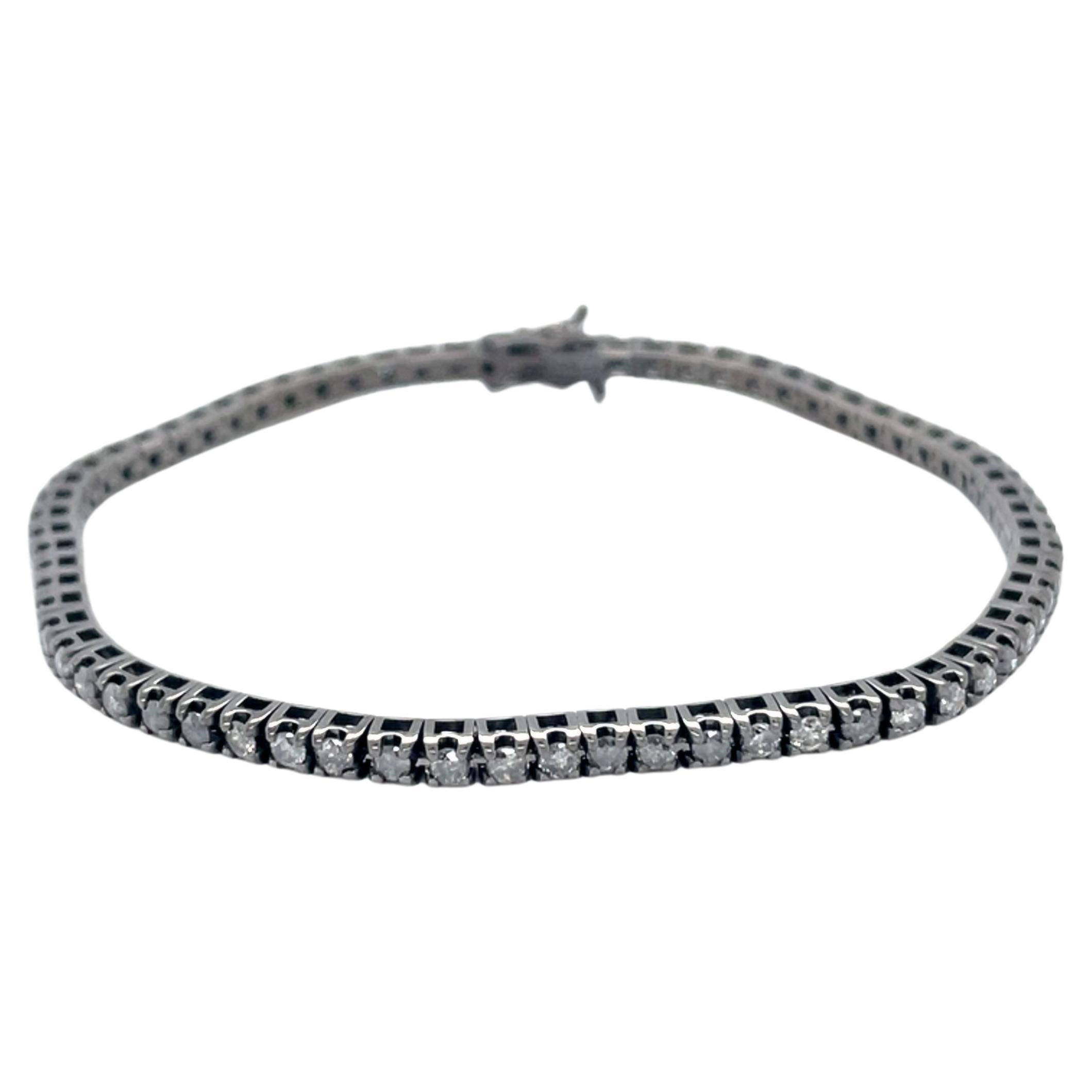 18 Karat White Gold Grey Diamond Tennis Bracelet