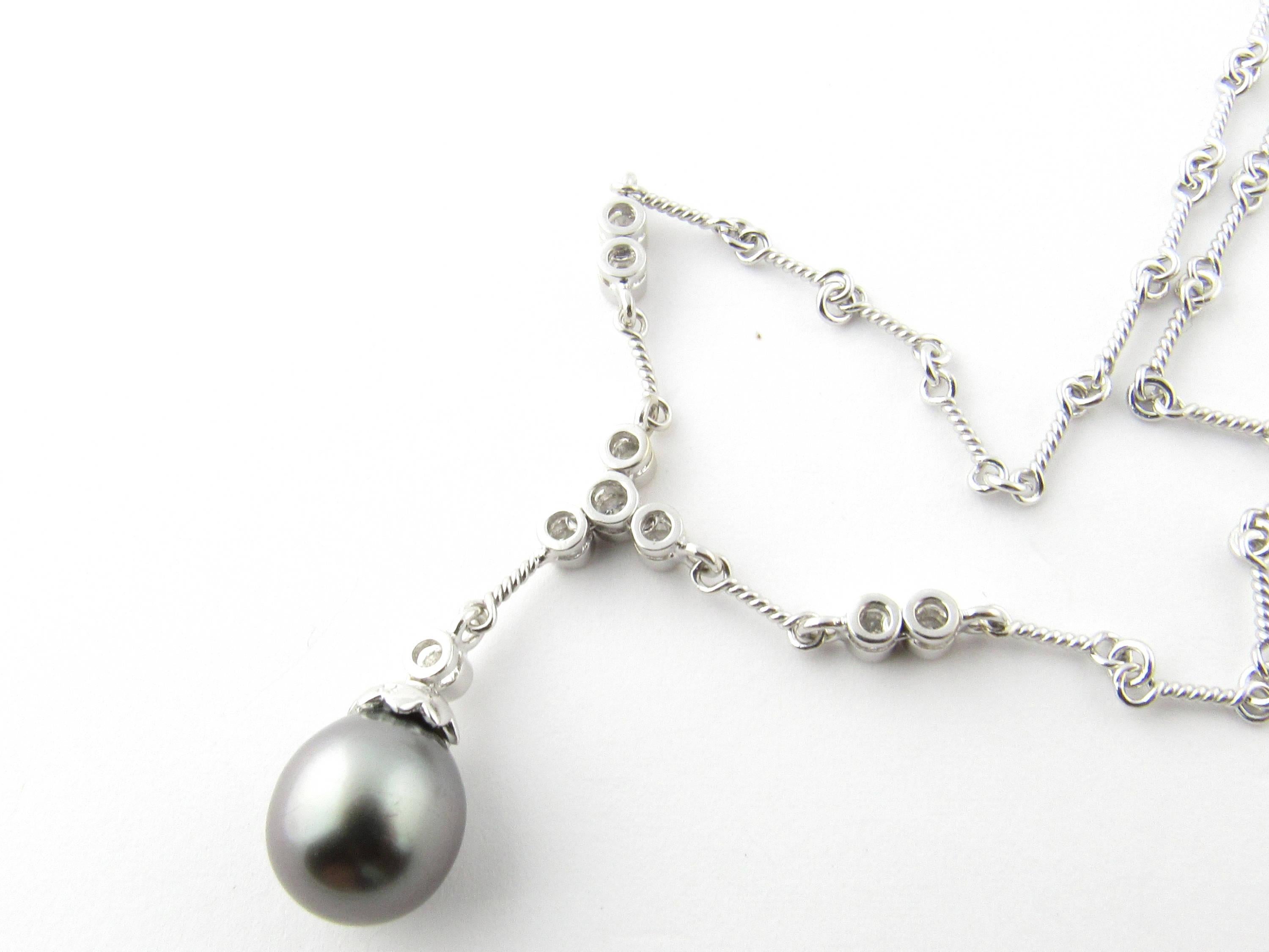 Women's 18 Karat White Gold Grey Pearl and Diamond Necklace