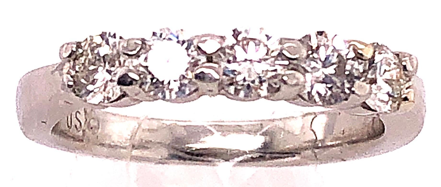 Modern 18 Karat White Gold Half anniversary Ring with Five Round Diamonds For Sale