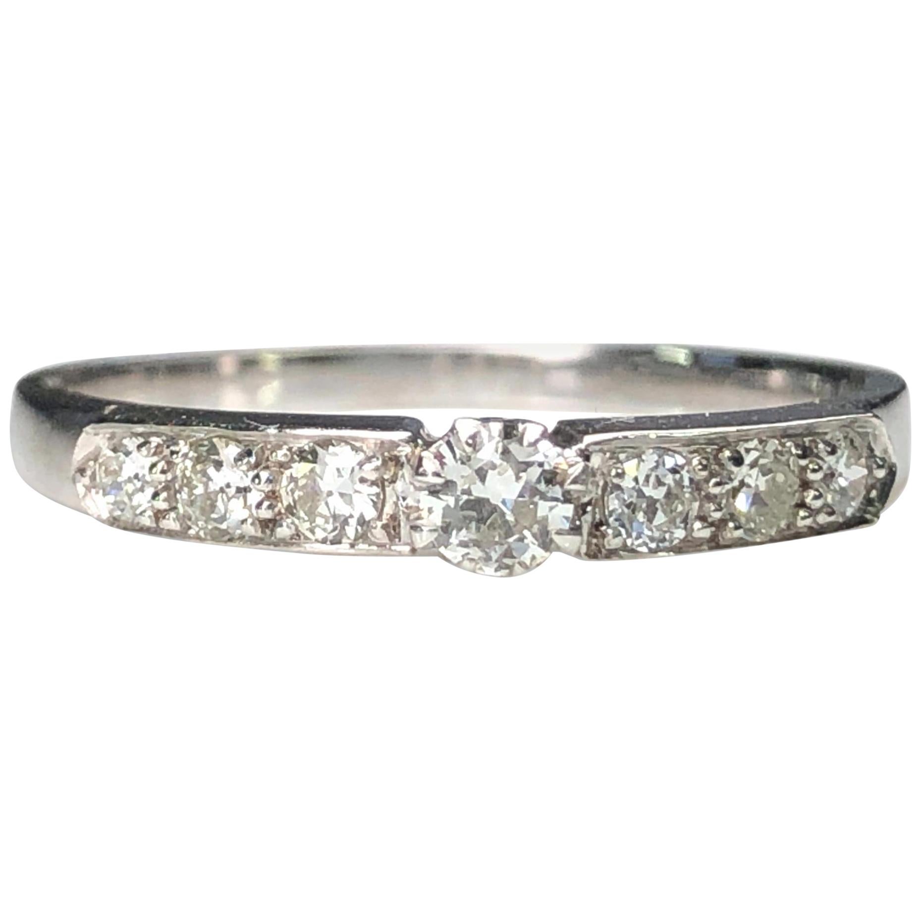 18 Karat White Gold Half Eternity Wedding Ring