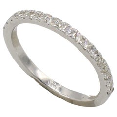 18 Karat White Gold Half Round Natural Diamond Wedding Band Ring