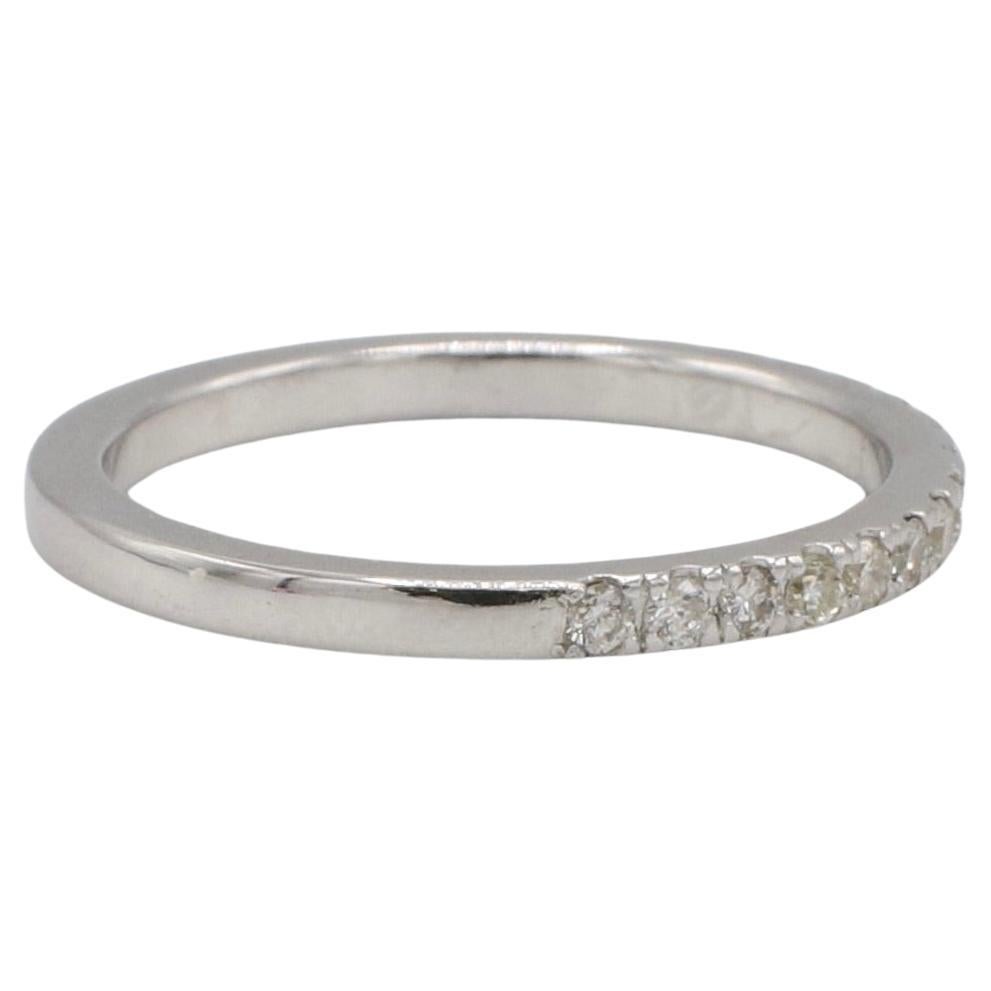 Modern 18 Karat White Gold Half Round Natural Diamond Wedding Band Ring  For Sale
