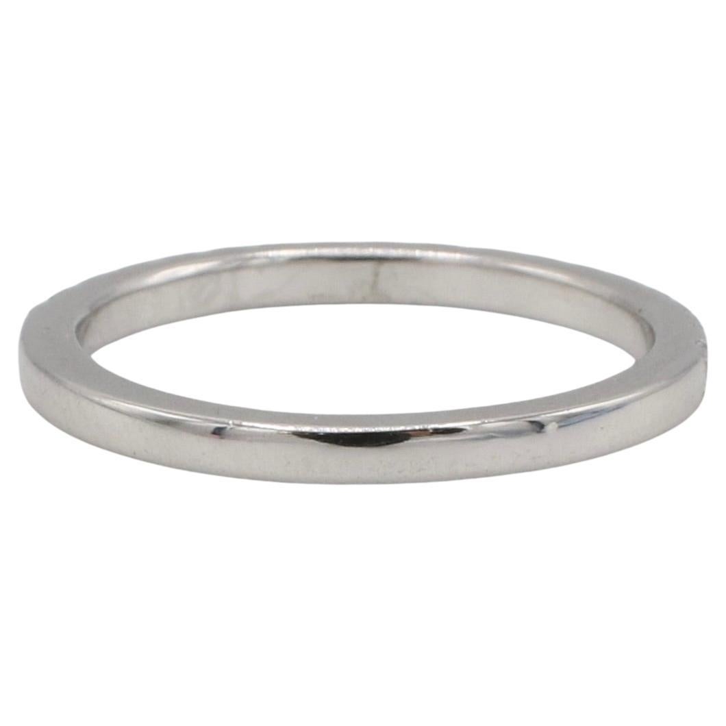Round Cut 18 Karat White Gold Half Round Natural Diamond Wedding Band Ring  For Sale