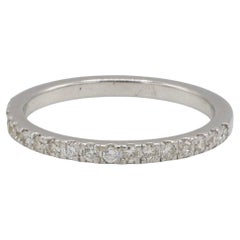 18 Karat White Gold Half Round Natural Diamond Wedding Band Ring