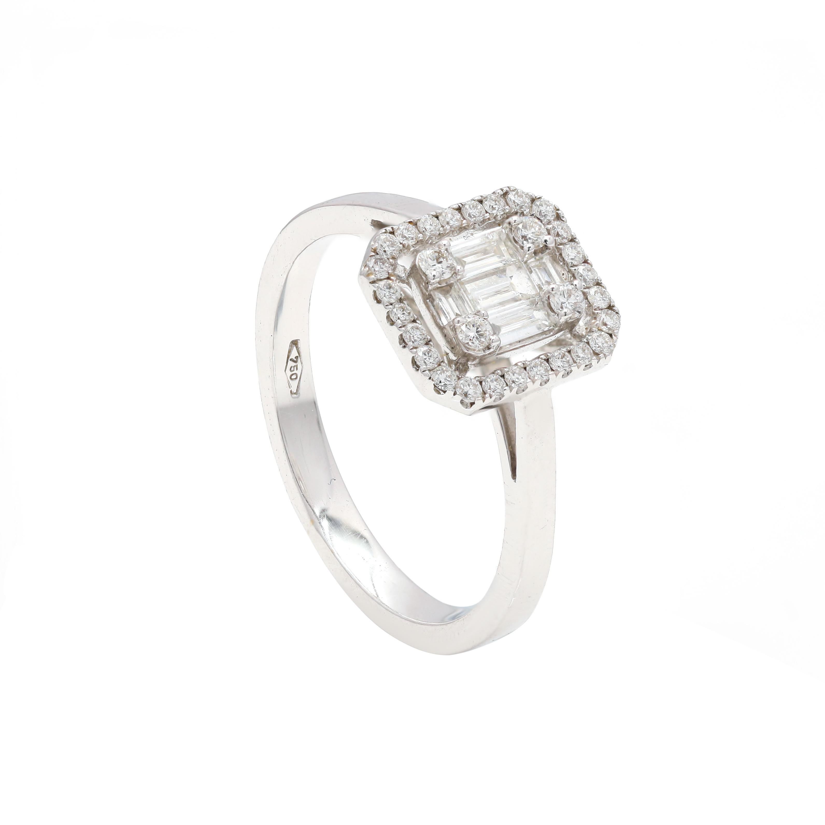 For Sale:  18 Karat White Gold Halo Brilliant Diamond Engagement Ring Diamond Bridal Ring 2