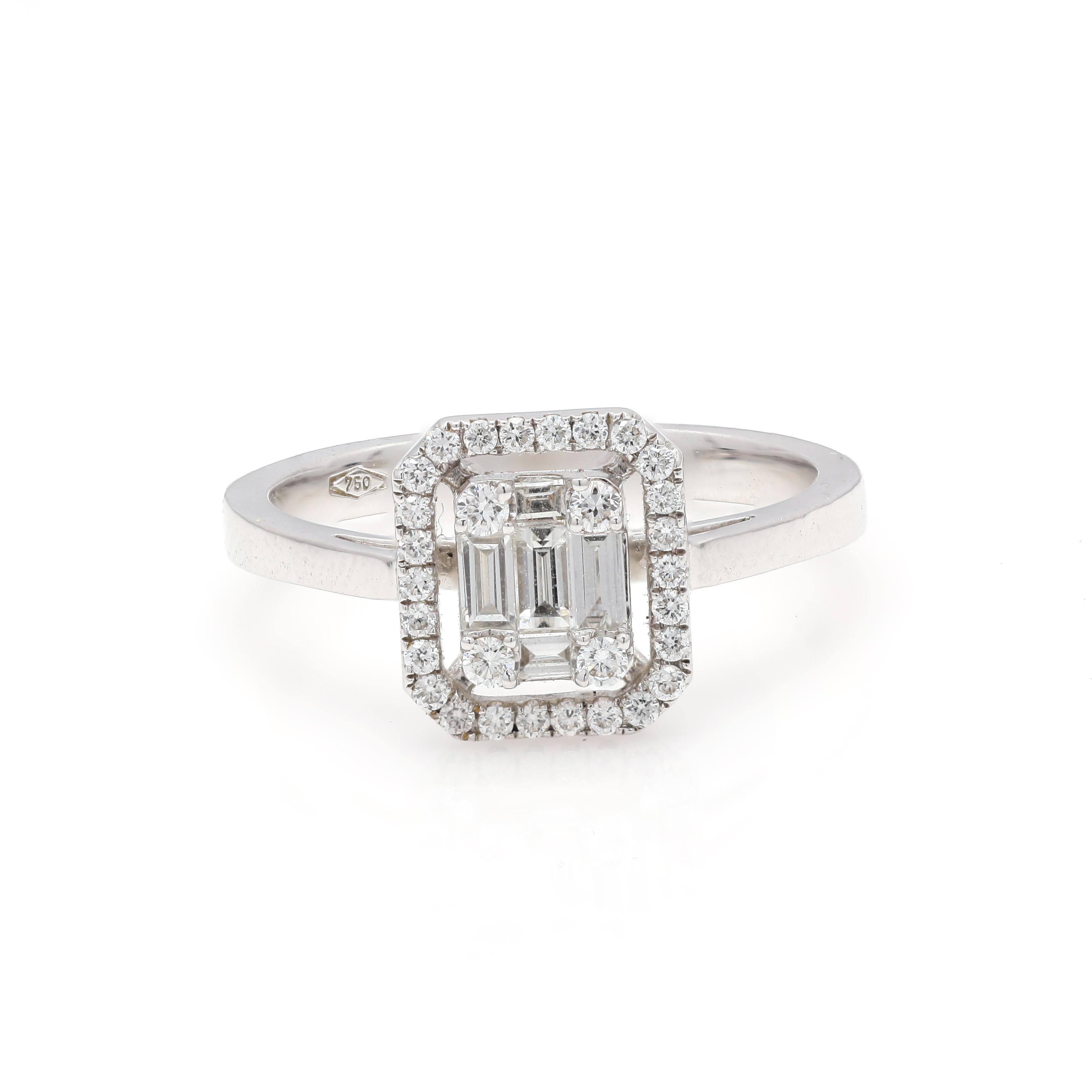 For Sale:  18 Karat White Gold Halo Brilliant Diamond Engagement Ring Diamond Bridal Ring 3