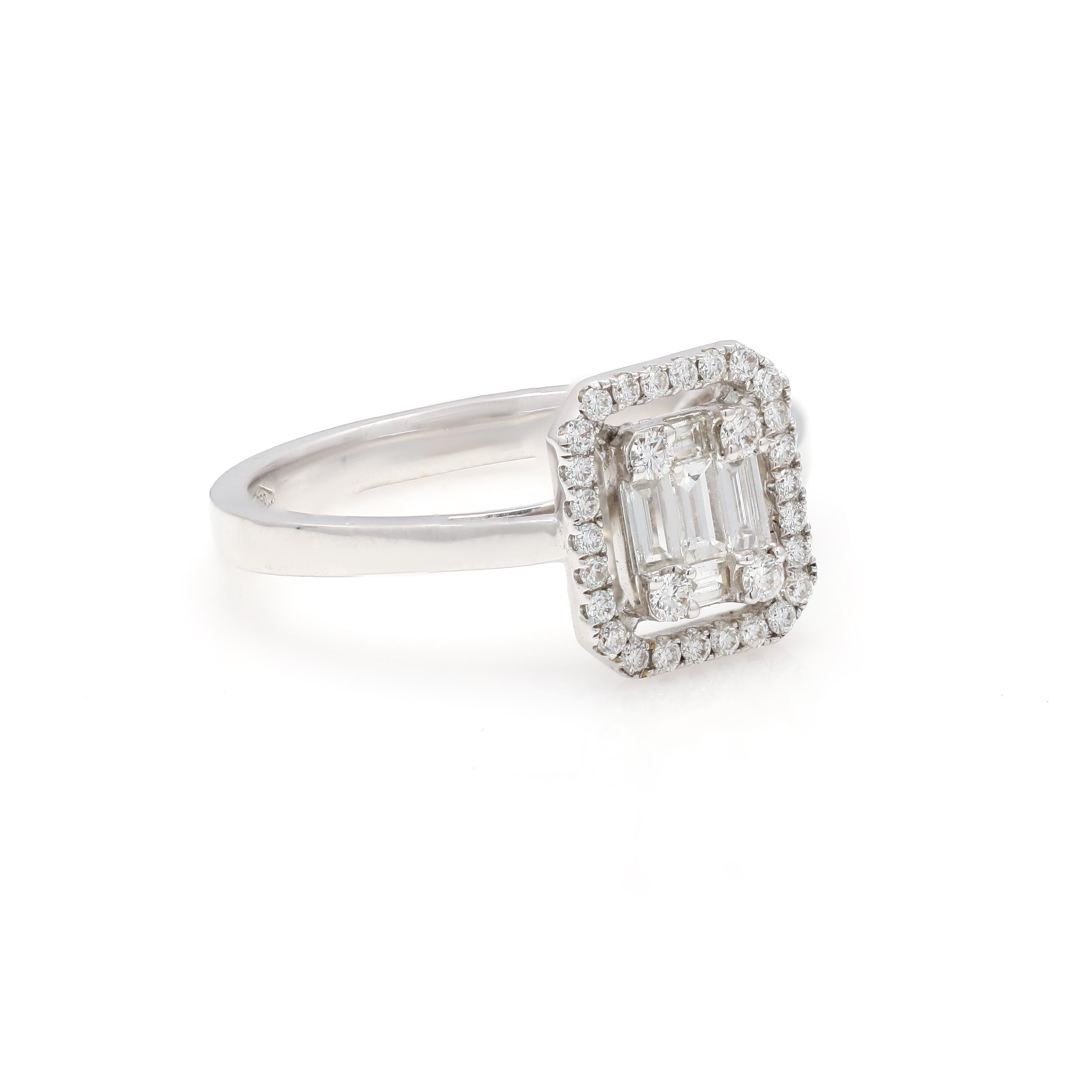 For Sale:  18 Karat White Gold Halo Brilliant Diamond Engagement Ring Diamond Bridal Ring 4