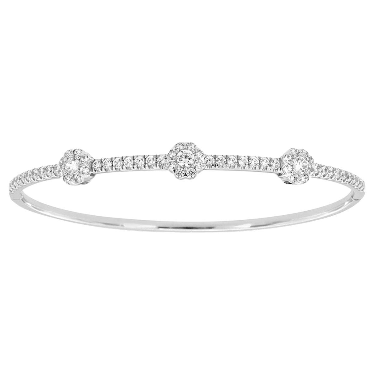 18 Karat White Gold Halo Diamond Bangle '1 1/2 Carat'