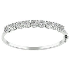 18 Karat White Gold Halo Diamond Bangle '3 1/4 Carat'