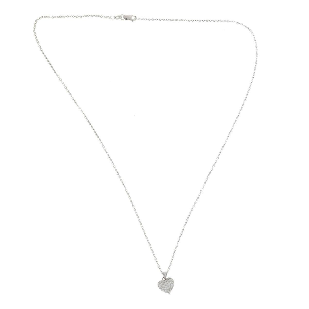Company-N/A
Style-Heart Pave Necklace with Fine Chain Necklace 
Metal-18k White Gold
Stones-Diamonds - Approx. .48 Cts
Weight-4.19 grams
Chain Length -18
