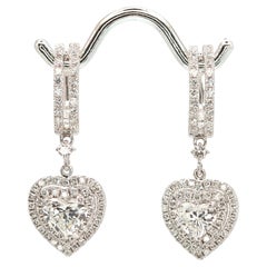 Orecchini a goccia a forma di cuore con diamanti in oro bianco 18 carati