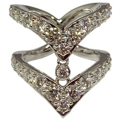 Used 18 Karat White Gold Hearts on Fire 2.63 Carat Triplicity Diamond Ring