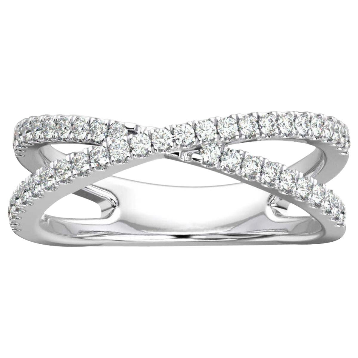 18 Karat White Gold Heather 2 Rows Interweave Diamond Ring '1/3 Carat' For Sale