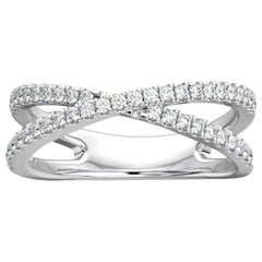 18 Karat White Gold Heather 2 Rows Interweave Diamond Ring '1/3 Carat'