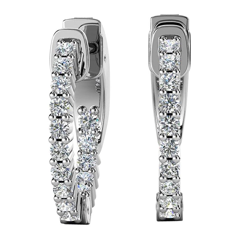 18 Karat White Gold Hoop Insideout Diamond Earrings '1/2 Carat'