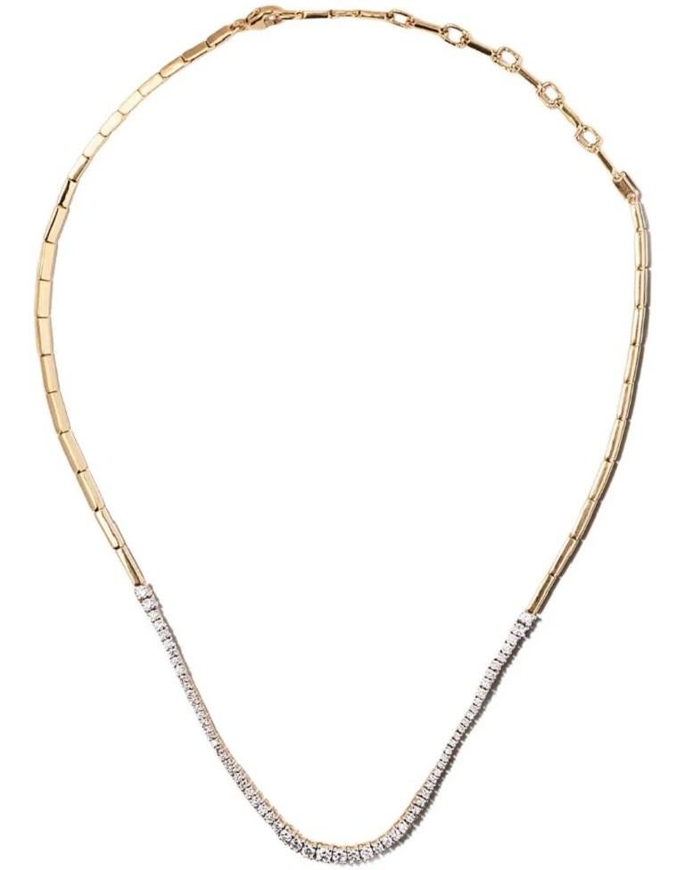 Women's 18 Karat White Gold Icicle Diamond Round Necklace For Sale