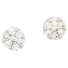 18 Karat White Gold Illusion Set Diamond Stud Earrings .50 Carat SI1-G/H