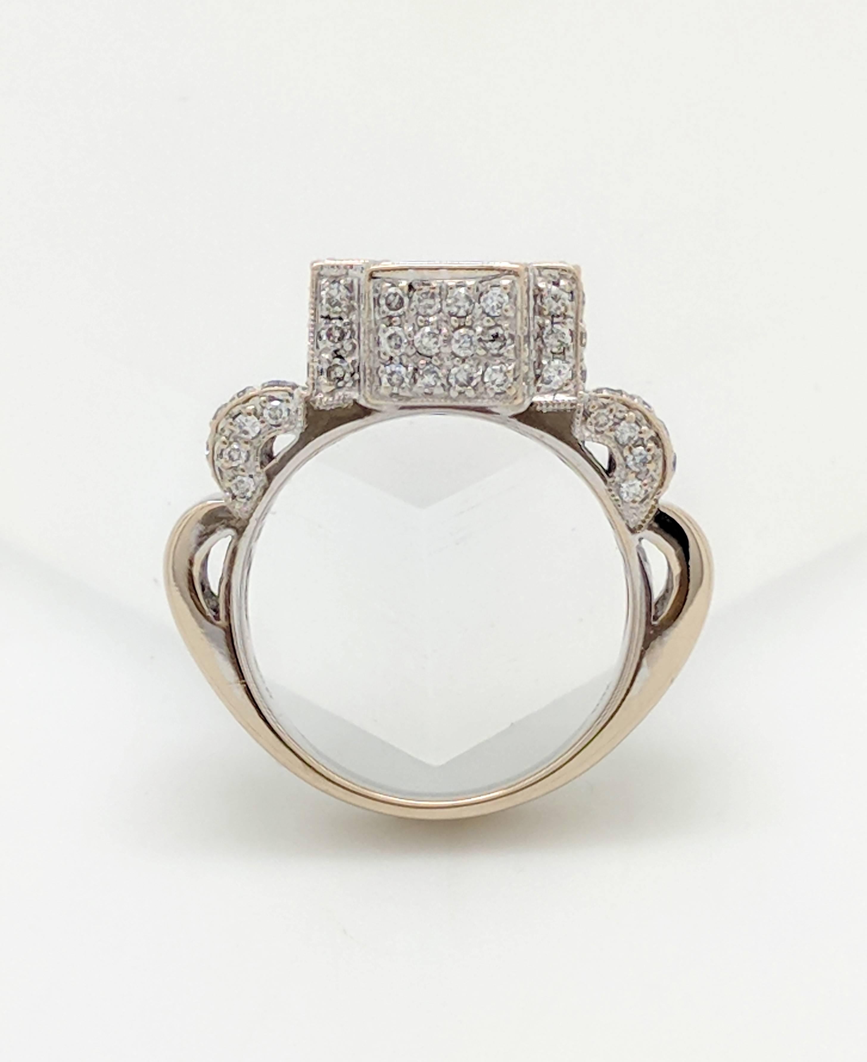 18 Karat White Gold Illusion Set Sapphire and Diamond Cross Ring 3