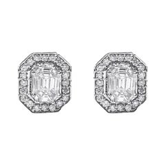 18 Karat White Gold Illusion Setting Diamond Earstuds