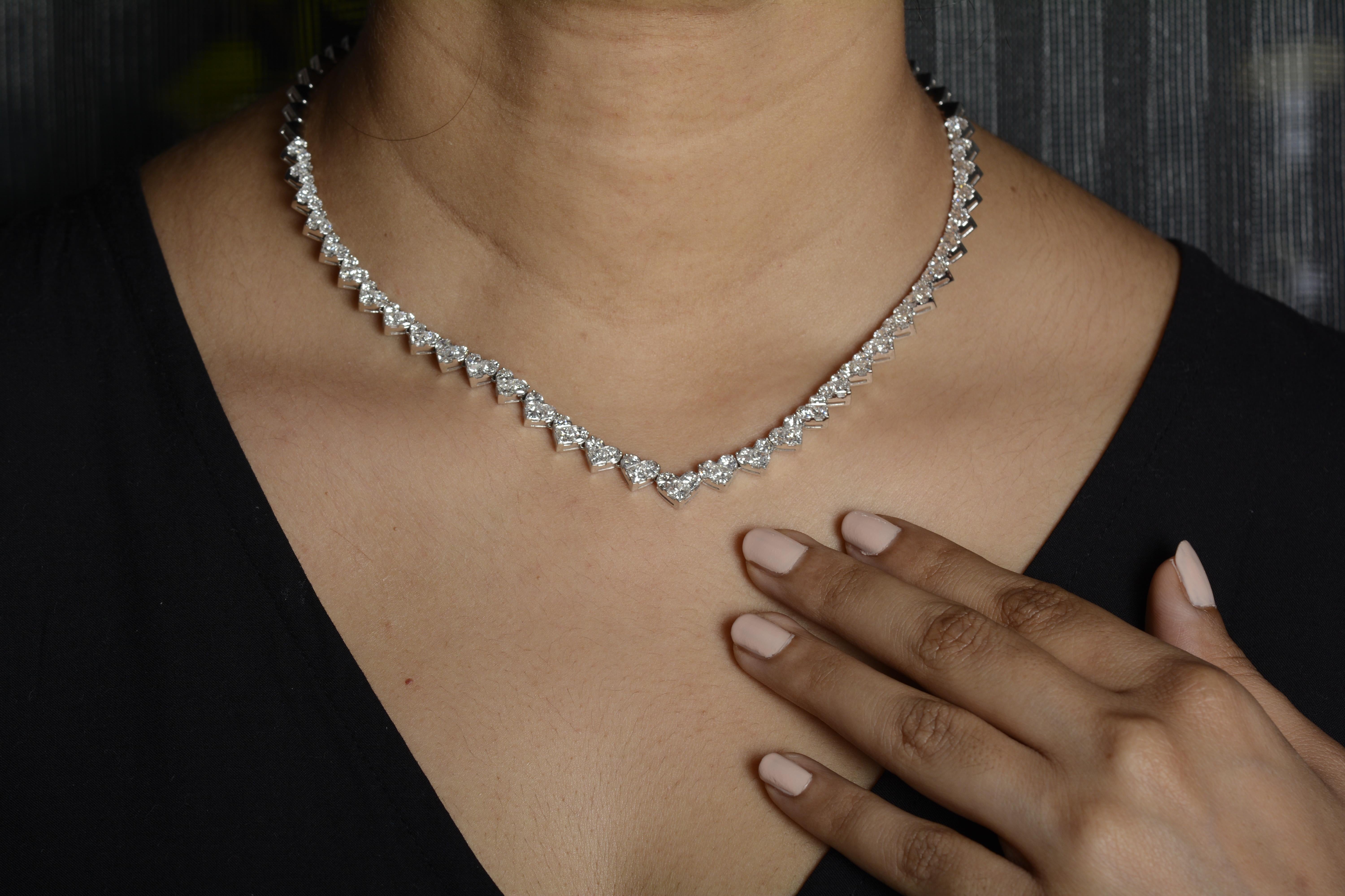 Mixed Cut 18 Karat White Gold Illusion Setting Diamond Necklace Set For Sale
