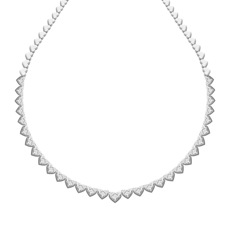 18 Karat White Gold Illusion Setting Diamond Necklace Set For Sale at ...