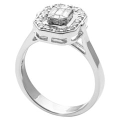 18 Karat White Gold Illusion Setting Diamond Ring