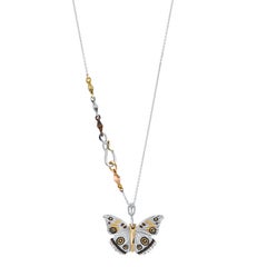 18 Karat White Gold Inlay White Buckeye Butterfly Necklace