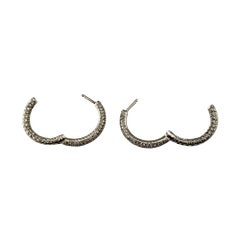 18 Karat White Gold Inside Out Diamond Hoop Earrings #21472
