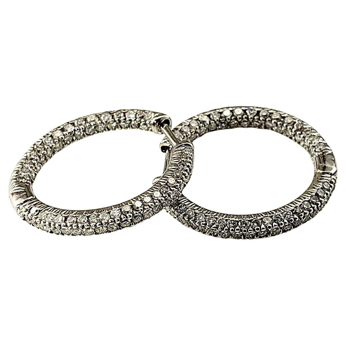 18 Karat White Gold Inside Out Diamond Hoop Earrings #21472