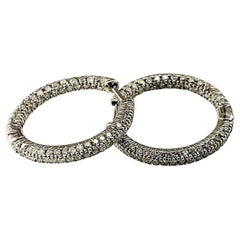 18 Karat White Gold Inside Out Diamond Hoop Earrings #21472