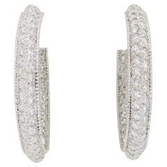 18 Karat White Gold Inside Out Diamond Hoop Earrings