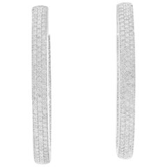 18 Karat White Gold Inside Out Pave Diamond Hoops