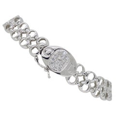 18 Karat White Gold Interlocking Link Diamond Bracelet