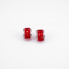 18 Karat White Gold Invisible Ruby Hoop Earrings 'S'