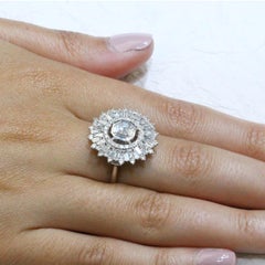 18 Karat White Gold Invisible-Set Baguette Diamond Cocktail Ring 1.65 Carat
