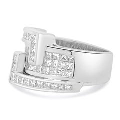 18 Karat White Gold Invisible Set Diamond Bypass Ring