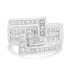 18 Karat White Gold Invisible Set Diamond Bypass Ring