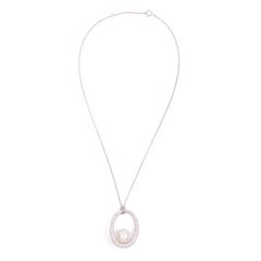 18 Karat White Gold Japanese Pearls and Diamonds Necklace