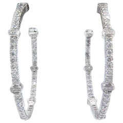 18 Karat White Gold Judith Ripka Diamond Hoop Earrings