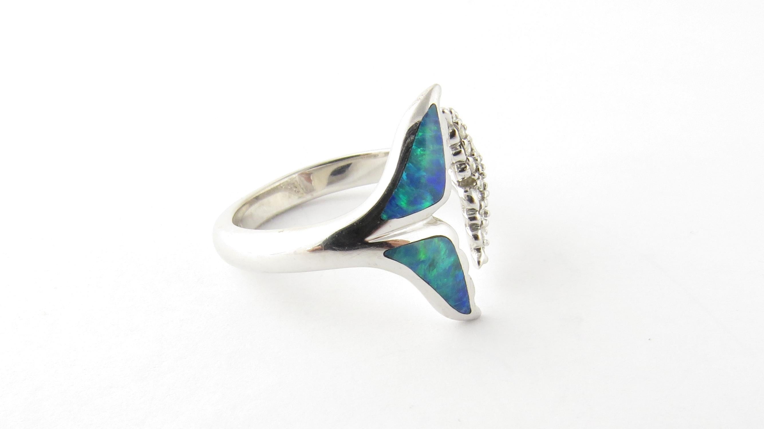 Women's 18 Karat White Gold Kabana Opal and Diamond Whale Tail Ring