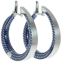 Enamel 18 Karat White Gold Kaleidoscope Hoop Earrings