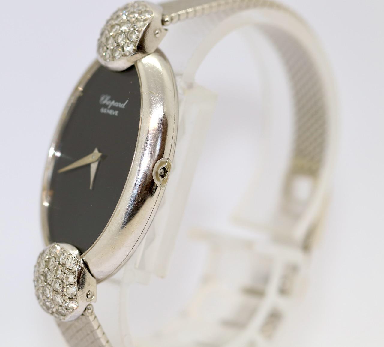 Women's 18 Karat White Gold Ladies Wrist Watch by Chopard, with Diamonds For Sale