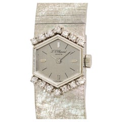 Vintage 18 Karat White Gold Ladies Wrist Watch by Chopard, with Diamonds, Hexagonal