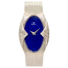 Montre-bracelet pour femme EBEL, en or blanc 18 carats, avec cadran en diamants et lapis