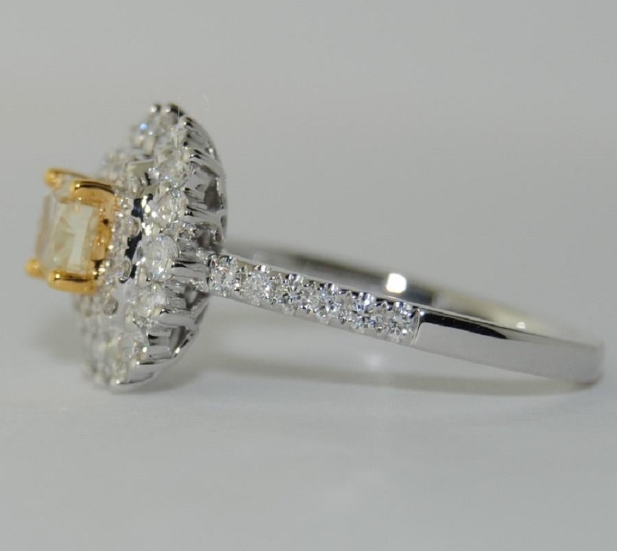 Contemporary 18 Karat White Gold Ladies Yellow Diamond Ring For Sale