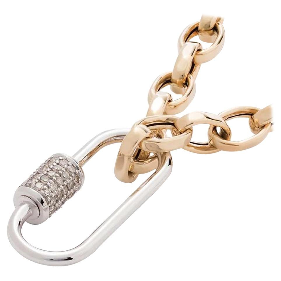 AS29 18K White Gold Large Oval Diamond Carabiner For Sale