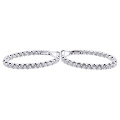 18 Karat White Gold Large Oval Diamond Hoop Earrings